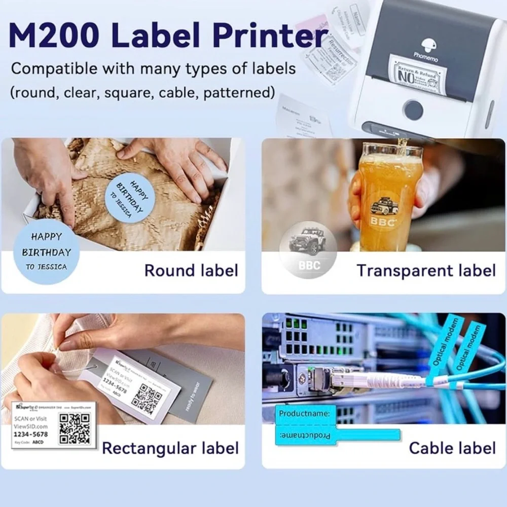 Phomemo M200 Thermal Printer Bluetooth POS Receipt Label Maker for Android & iOS